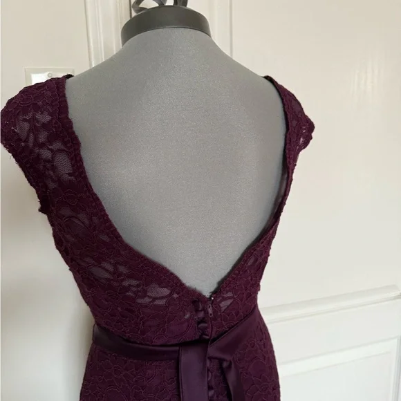 Elegant Purple Lace Evening Gown - Picture 4 of 9